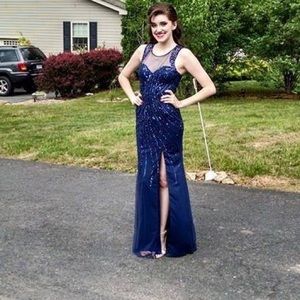 Embellished, Navy Formal/Prom Dress